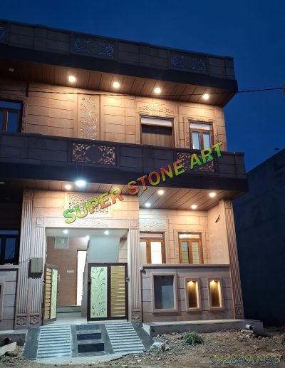 stone front elevation night view, stone front , 20 ft stone front